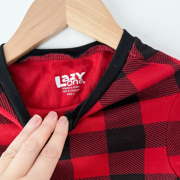 Lazy One // Bear Cheeks Plaid Dog Onesie Flapjack - Picture 3 of 4